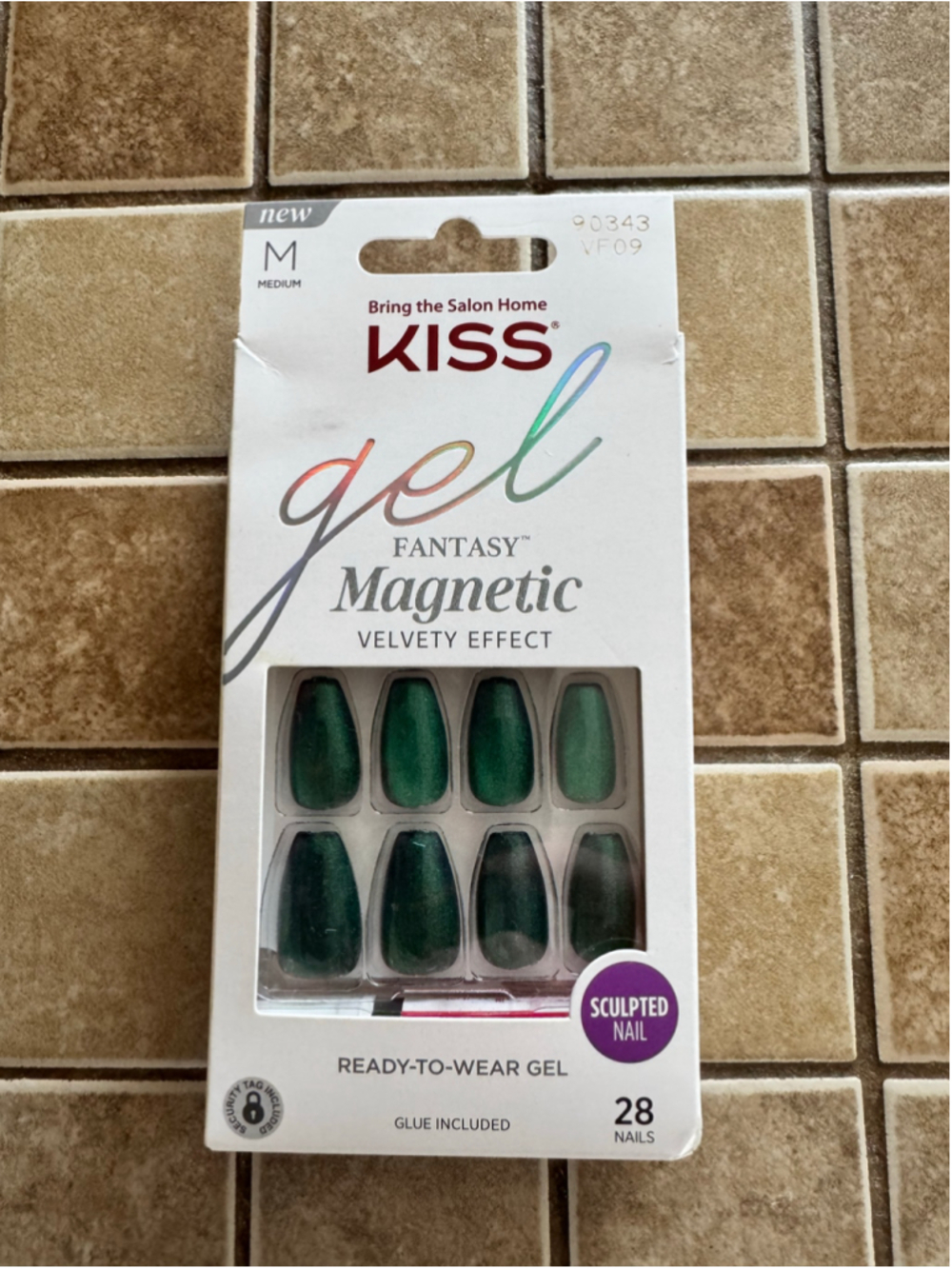 Women KISS Gel Fantasy Magnetic Press-On Nails Green One Size